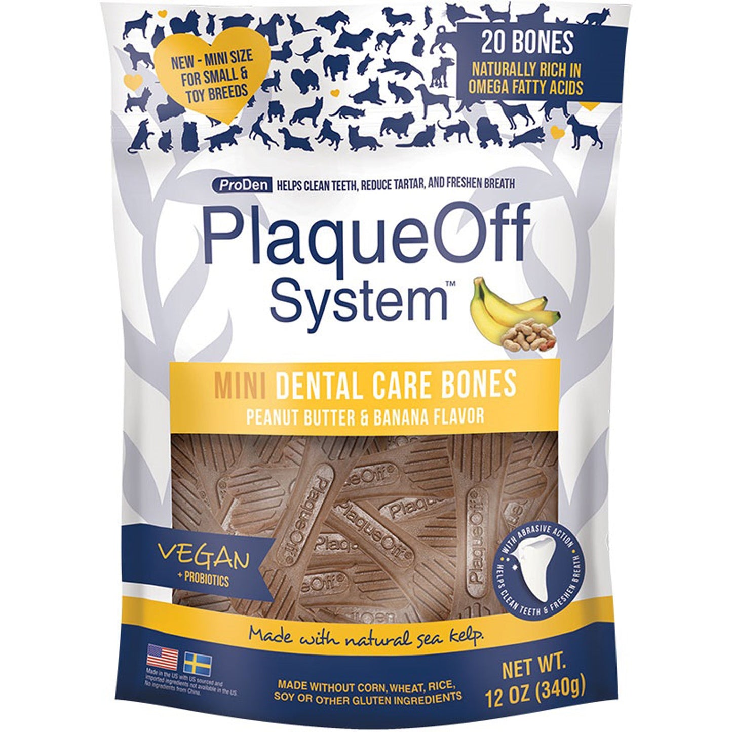 PlaqueOff PB & Banana Mini Dental Bones